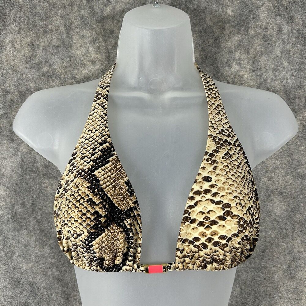 VIX Paula Hermanny Brown And Cream Snake Print String Bikini Top Size Medium